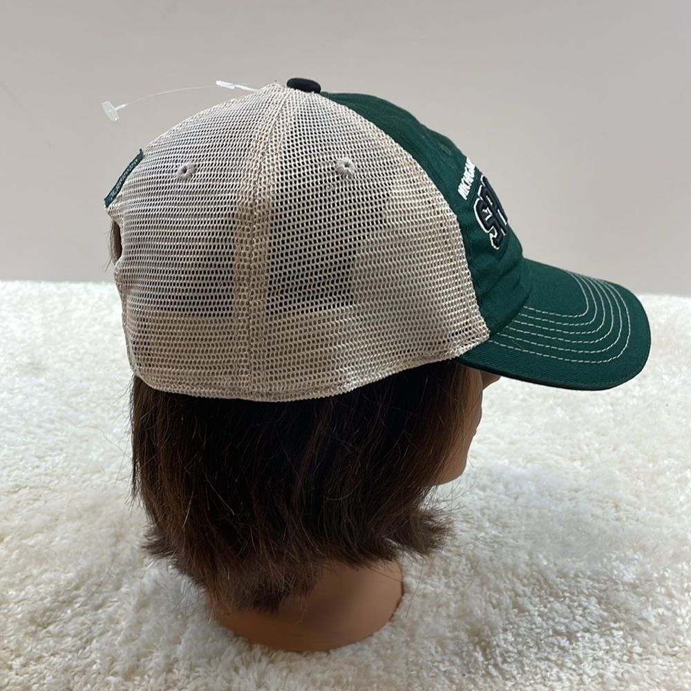 Michigan State Spartans Mesh Trucker Hat Green Cream Adjustable Cap Unisex - Picture 4 of 6